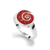 DUR Schmuck Ring SPIRALE Koralle, Silber 925/- rhodiniert  (R4736)