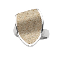 DUR Schmuck Damen Ring SANDINSEL Strandsand, Silber 925/- rhod. verstellbar (R5743)