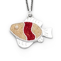 UVP 129€ DUR Schmuck Anhänger FISCH Koralle, Strandsand, Perlmutt, Silber 925/- (P4045)