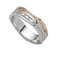 DUR Schmuck Ring WELLE FISCHSCHWARM Strandsand, Silber 925/- rhodiniert hell (R5665)