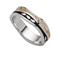 DUR Schmuck Ring WELLE FISCHSCHWARM Strandsand, Silber 925/- rhodiniert dunkel (R5666)