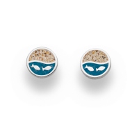 DUR Schmuck Ohrstecker FISCHSCHWARM Strandsand, blauer Steinsand, Silber 925/- rhodiniert (O5287)