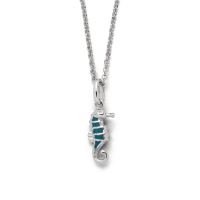 DUR Schmuck Kette SEEPFERDCHEN Steinsand blau, Silber 925/- rhodiniert 42cm (K2718)