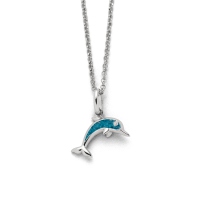 DUR Schmuck Kette DELFIN blauer Steinsand, Silber 925/- rhodiniert 42cm (K2725)