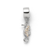 DUR Schmuck Charm SEEPFERDCHEN Strandsand, Silber 925/- rhodiniert (F278)