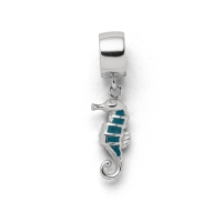 DUR Schmuck Charm SEEPFERDCHEN Steinsand, Silber 925/- rhodiniert (F279)