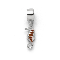 DUR Schmuck Charm SEEPFERDCHEN Bernsteinsand, Silber 925/- rhodiniert (F280)