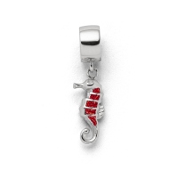 DUR Schmuck Charm SEEPFERDCHEN Korallensand, Silber 925/- rhodiniert (F281)