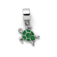 DUR Schmuck Charm TURTLE Steinsand, Silber 925/- rhodiniert (F290)