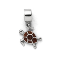 DUR Schmuck Charm TURTLE Bernstein, Silber 925/- rhodiniert (F289)