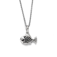 DUR Schmuck Kette FISCH 2.0  Silber 925/- dunkel rhodiniert 42cm (K2740)