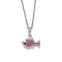 DUR Schmuck Kette FISCH 2.0 Koralle, Silber 925/- rhodiniert 42cm (K2739)