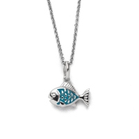 DUR Schmuck Kette FISCH 2.0 Steinsand, Silber 925/- rhodiniert 42cm (K2738)