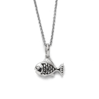 DUR Schmuck Kette FISCH 2.0 Lavasand, Silber 925/- rhodiniert 42cm (K2737)