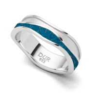 DUR Schmuck Ring Strandwellen blauer Steinsand, Silber 925/- rhodiniert  (R5735)