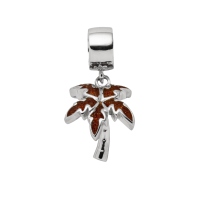 DUR Schmuck Charm PALME Bernstein, Silber 925/- rhodiniert (F293)