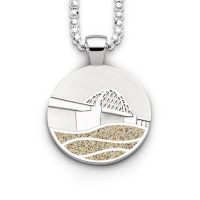 DUR Schmuck Anhänger FEHMARN SUNDBRÜCKE Strandsand, Silber 925/- rhod. (P4043)