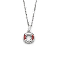 DUR Schmuck Kette RETTUNGSRING Koralle, Silber 925/- rhod. 42cm (K2786)