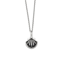 DUR Schmuck Kette MUSCHEL Lavasand, Silber 925/- rhodiniert 45cm (K2801)