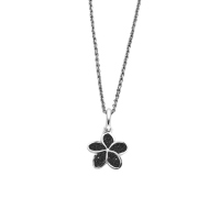 DUR Schmuck Kette PLUMERIA BLÜTE Lavasand, Silber 925/- rhodiniert 45cm (K2808)