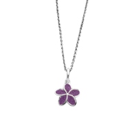 DUR Schmuck Kette PLUMERIA BLÜTE Amethyst-Steinsand, Silber 925/- rhodiniert 45cm (K2816)