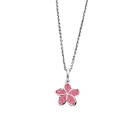 DUR Schmuck Kette PLUMERIA BLÜTE rosa Steinsand, Silber 925/- rhodiniert 45cm (K2810)