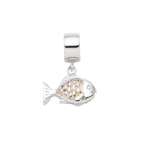 DUR Schmuck Charm FISCH Strandsand, Silber 925/- rhodiniert (F296)