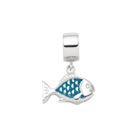 DUR Schmuck Charm FISCH Steinsand blau, Silber 925/- rhodiniert (F298)