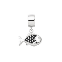 DUR Schmuck Charm FISCH dunkel rhodiniert, Silber 925/- (F300)