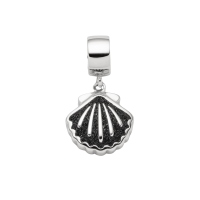 DUR Schmuck Charm MUSCHEL Lavasand, Silber 925/- rhodiniert (F317)