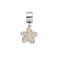 DUR Schmuck Charm PLUMERIA BLÜTE Strandsand, Silber 925/- rhodiniert (F320)