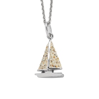 DUR Schmuck Anhänger SEGELBOOT Strandsand, Silber 925/- rhodiniert (P4196)