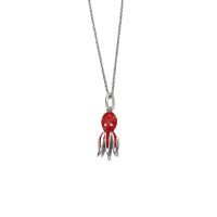 Dur Schmuck Anhänger OKTOPUS Koralle, Silber 925/- rhodiniert (P4187)