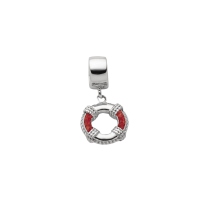 DUR Schmuck Charm RETTUNGSRING Koralle, Silber 925/- rhodiniert (F308) mit Öse