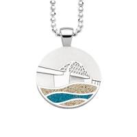 DUR Schmuck Anhänger FEHMARN SUNDBRÜCKE Strandsand, Steinsand, Silber 925/- rhod. (P4246)