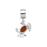 DUR Schmuck Charm KRABBE Bernstein, Silber 925/- rhodiniert (F315)