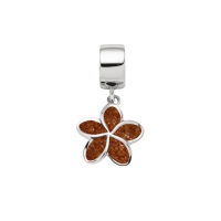 DUR Schmuck Charm PLUMERIA BLÜTE Bernsteinsand, Silber 925/- rhodiniert (F323)