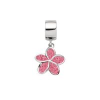 DUR Schmuck Charm PLUMERIA BLÜTE Steinsand rosa, Silber 925/- rhodiniert (F324)