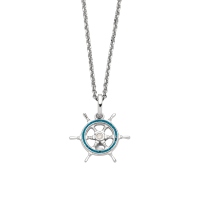 DUR Schmuck Kette STEUERRAD Steinsand, Silber 925/- rhodiniert 42cm (K2817)