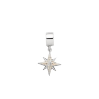 Dur Schmuck Charm KOMPASSROSE Strandsand, Silber 925 rhod. (F328)