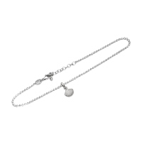 DUR Schmuck Fußkette MUSCHEL Silber 925/- rhodiniert 22,5cm + 3cm (A1726)