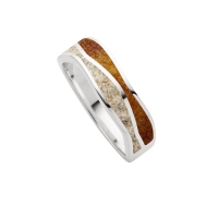 DUR Schmuck Ring WELLE Strandsand/ Bernstein, Silber 925/- rhodiniert (R5846)