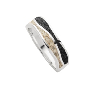 DUR Schmuck Ring WELLE Strandsand/ Lavasand, Silber 925/- rhodiniert (R5853)