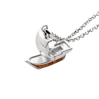 DUR Schmuck Kette KOGGE 3D Bernstein, Silber 925/- rhodiniert, 45cm (K2838)