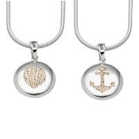 DUR Schmuck Anh&auml;nger ANKER/MUSCHEL Ellipse, Strandsand, Silber 925/- rhodiniert (P4134) beidseitig tragbar