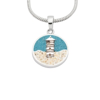 DUR Schmuck Anhänger PILSUMER LEUCHTTURM Steinsand/Strandsand, Silber 925/- rhod. (P4333)