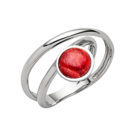 DUR Schmuck Ring Koralle Silber 925/- rhodiniert (R5877)