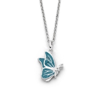 DUR Kette BUTTERFLY blauer Steinsand Silber 925/- rhodiniert 45cm (K2874)