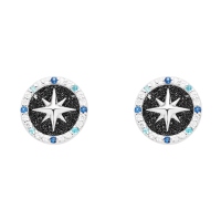 DUR Schmuck Ohrstecker KOMPASSROSE 2.0 Zirkonia und Lavasand, Silber 925/- rhodiniert (O5451)