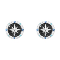 DUR Schmuck Ohrstecker KOMPASSROSE 2.0 Zirkonia und Lavasand, Silber 925/- rhodiniert (O5451)